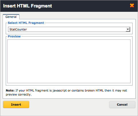 Adding your HTML fragment to your footer